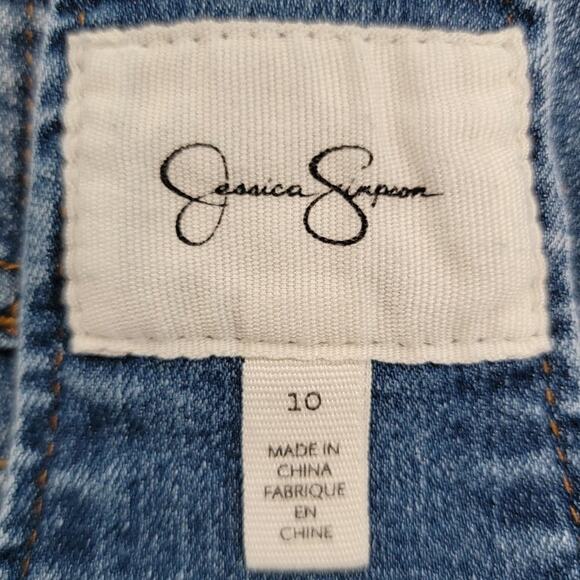 Jessica Simpson Embroidered Denim Short Overalls - Picture 12 of 14